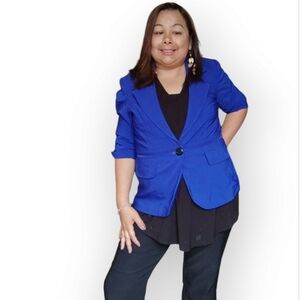 RICKI'S WOMENS SIZE 12 BLUE THIN BLAZZER JACKET SHIRT